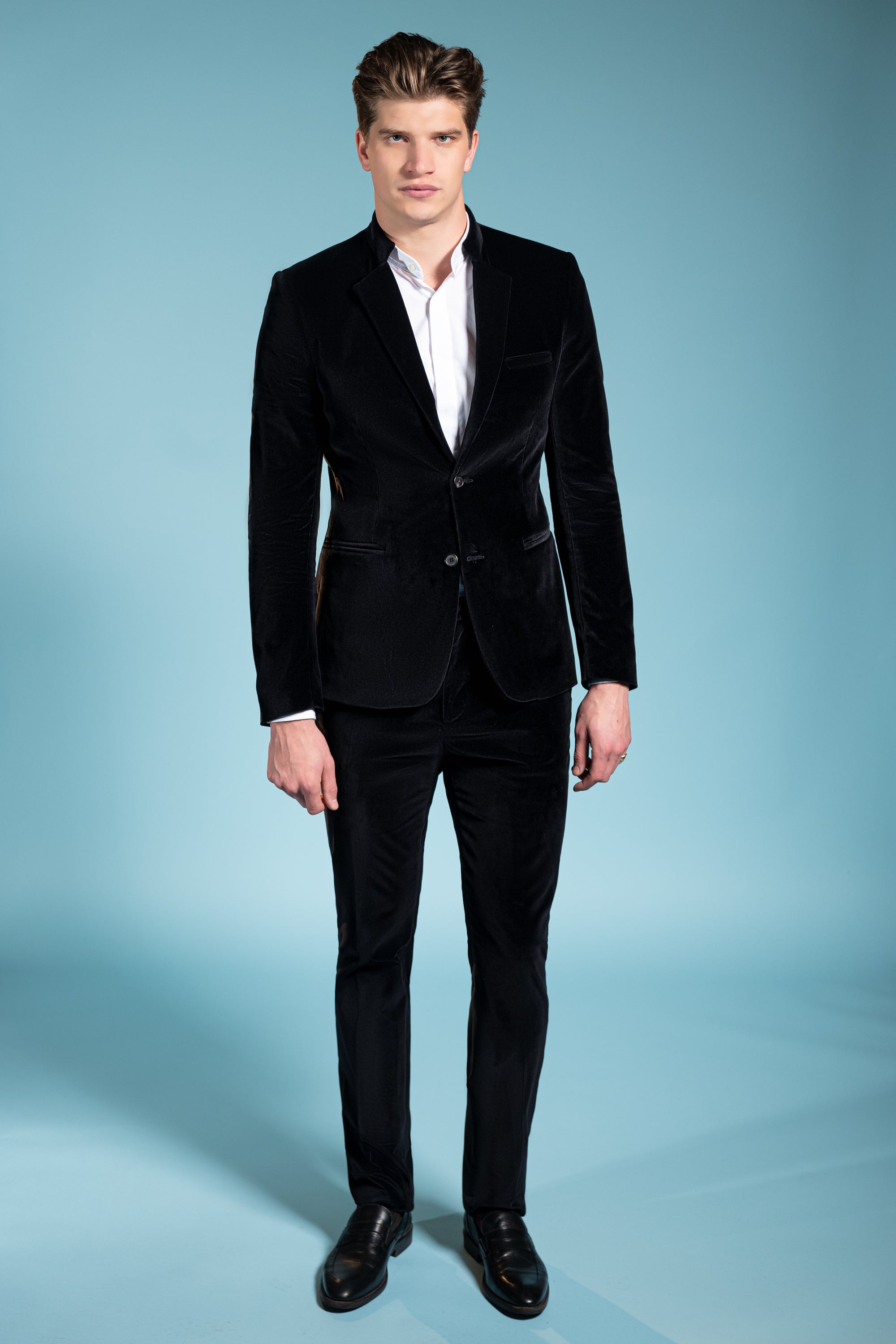 Contemporary Velvet Tuxedo - Wide Lapel