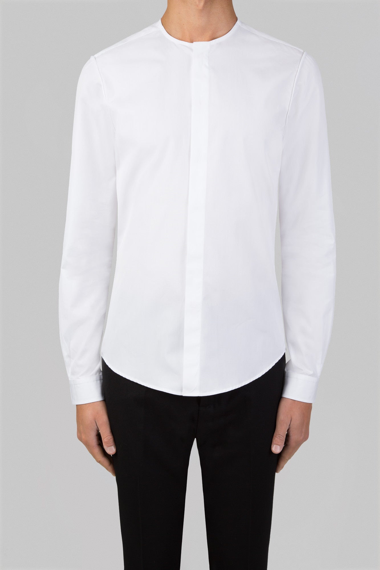White button up shirt without collar hotsell